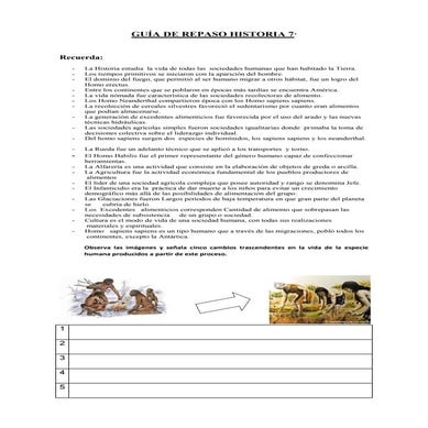 Guía de repaso historia 7