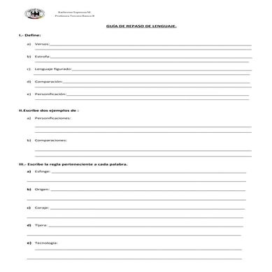 Guía de repaso poema, palabras con g/j