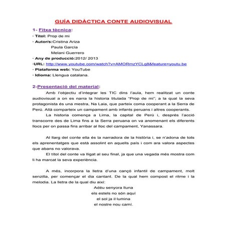 Guía didàctica conte audiovisual