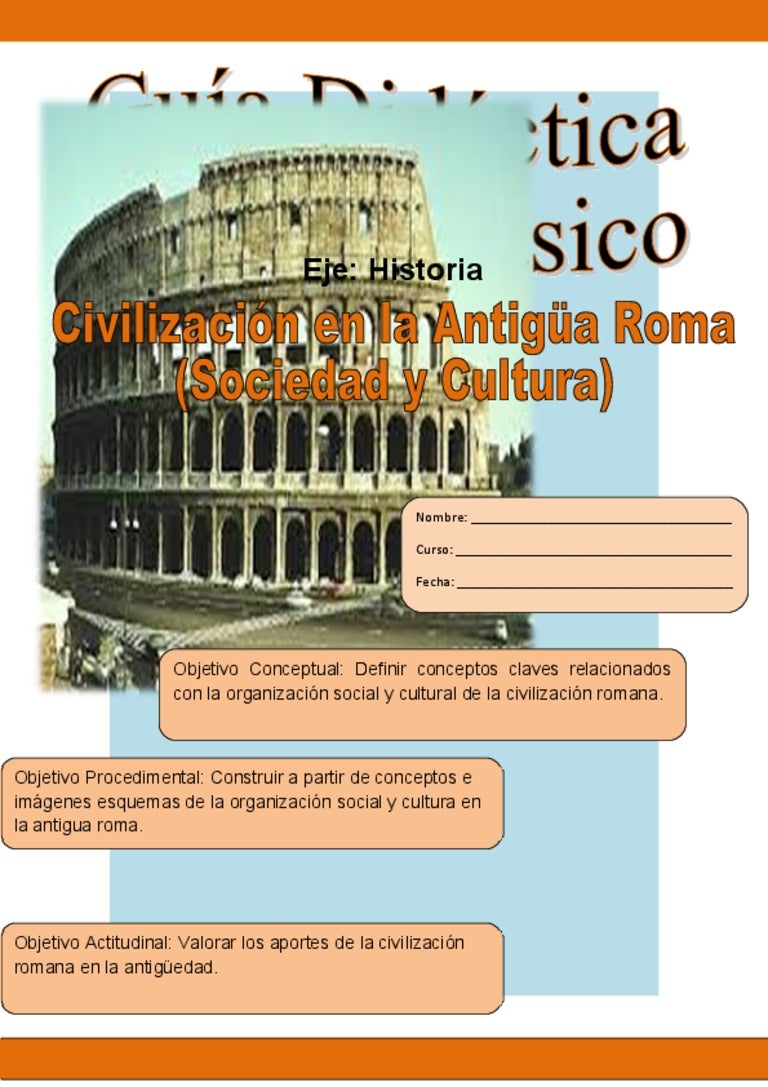 Guía de ciencias sociales "civilizacion en la antigua roma