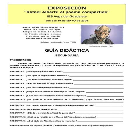 Guía exposición itinerante "Rafael Alberti: el poema compartido" (secundaria)