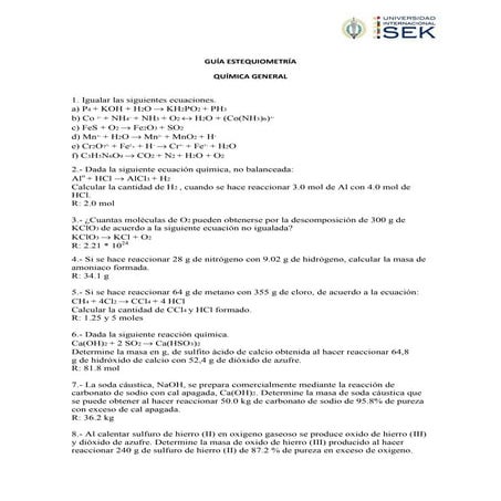 Guía estequiometría