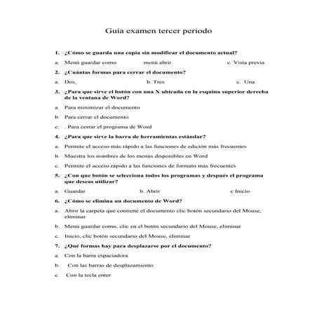 Guía examen tercer periodo