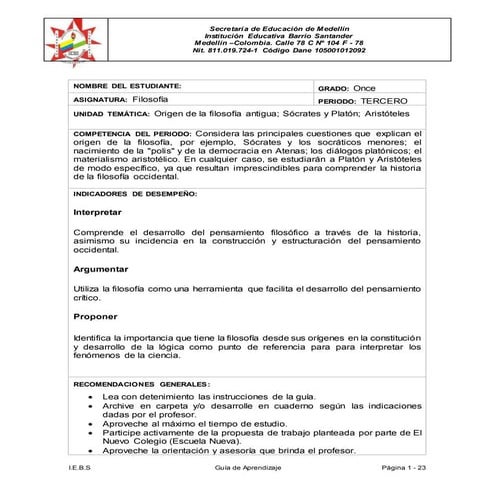 Guía filosofia 11 (santander)