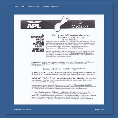 Guam Team: Project Client Communications Series_samples