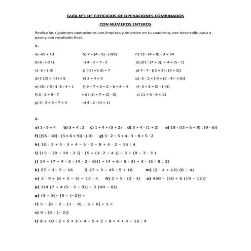 Operaciones combinados guía 1