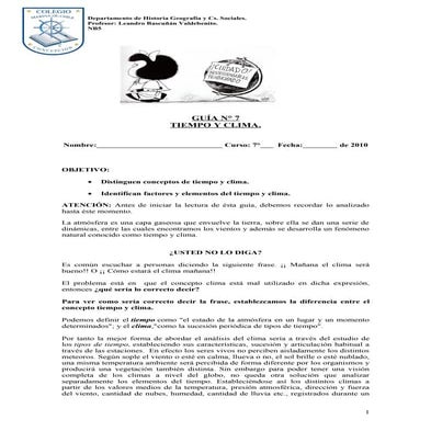 Guía n°7  tiempo y clima