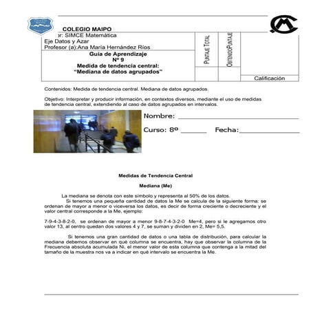 Guía+nº9 simce+matemática mediana+(medida+de+tendencia+central)_8º+básico+a