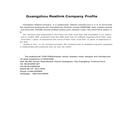 Guangzhou reallink company profile2016