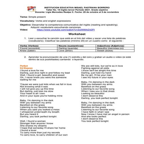 Guía no 15 inglés grado séptimo. noviembre 2021