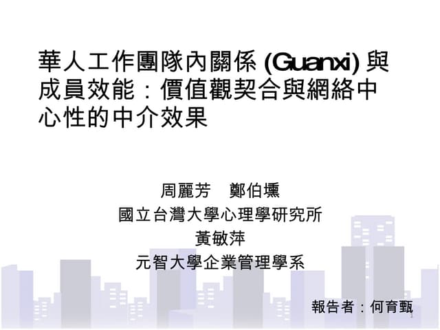 華人工作團隊內關係(Guanxi)與成員效能