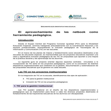 El aprovechamiento de las netbook como herramienta pedagógica