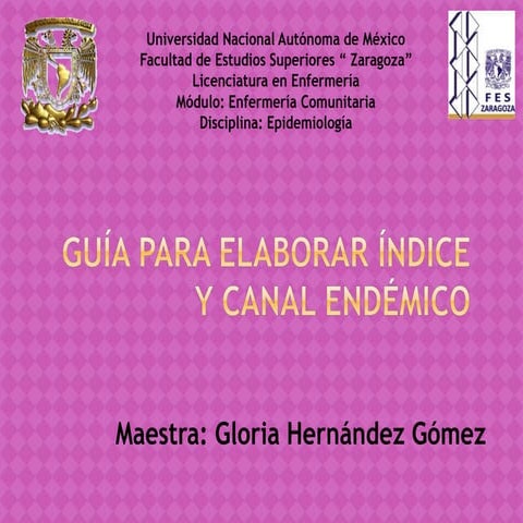 Guía para elaborar índice  y canal endémico