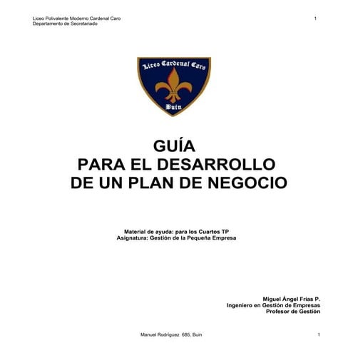 Guía para el desarrollo de un plan de negocio | DOC
