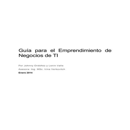 Guía para el Emprendimiento de Negocios de TI (1.0) | PDF