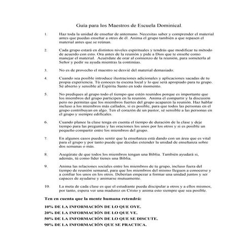 GuíA Para Los MaéStros De Escuela Dominical