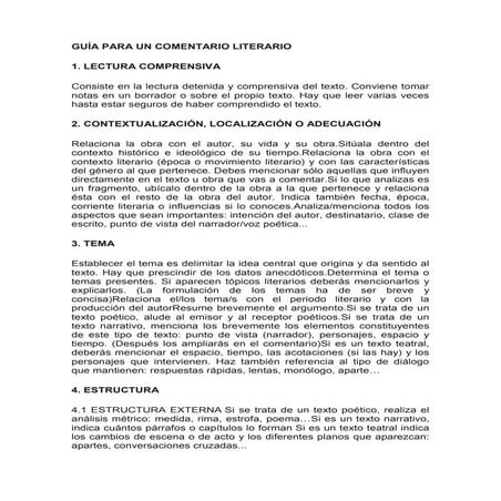 Guía para un comentario literario | DOCX