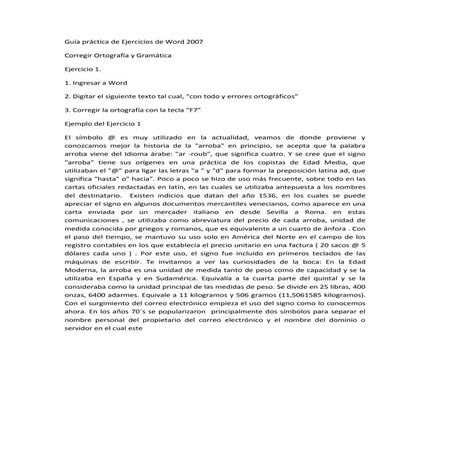 Guía práctica de ejercicios de word 2007