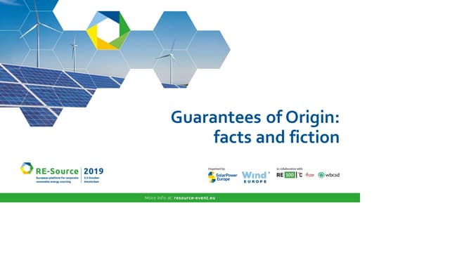 Guarantees of Origin - Facts and Fiction Liesbeth Switten RE-Source 2019