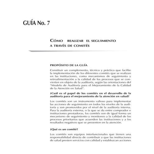 Guías básicas para auditoria en el mejoramiento de la calidad