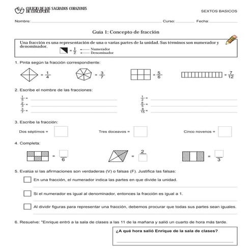 Guías fracciones quinto
