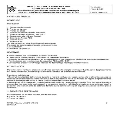 Guía sistema de frenos