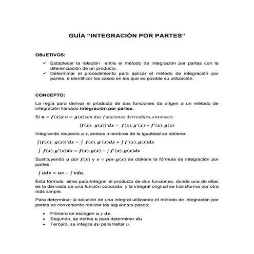 Guía sobre integración por partes