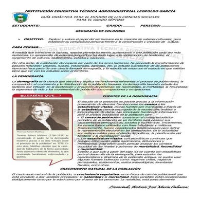 Guía sociales séptimo población y regiones de colombia 4 periodo