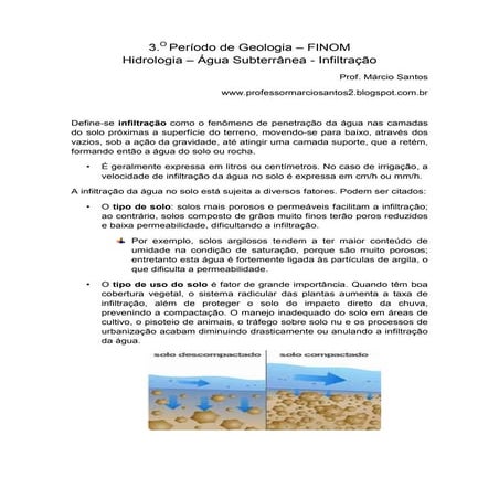 Água subterrânea   infiltração