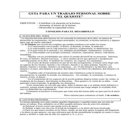 Guía trabajo sobre quijote