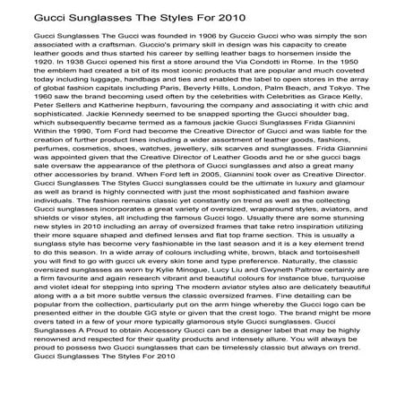 Gucci Sunglasses The Styles For 2010 | PDF