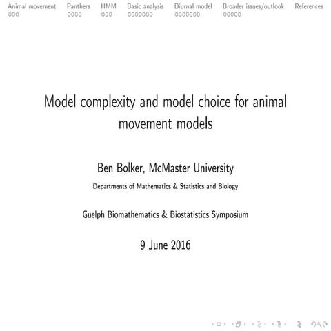 model complexity and model choice for animal movement models | PDF