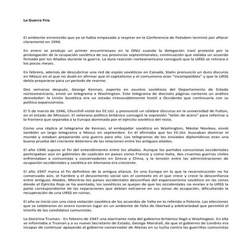 Guerra Fria -Resumen Historico