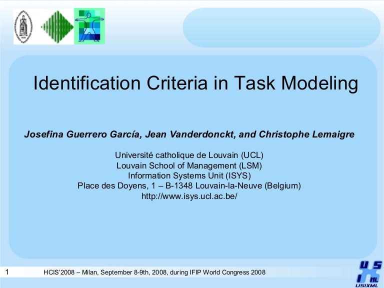 Identification Criteria in Task Modeling