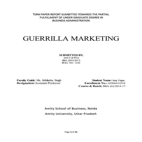 An Introduction to Guerrilla Marketing