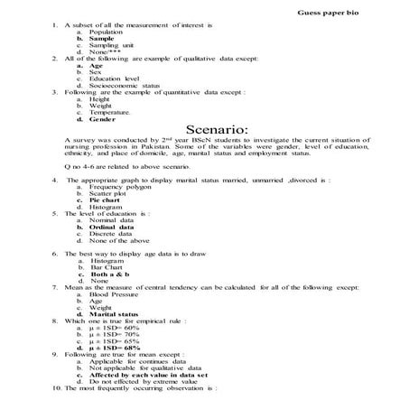 Guess paper biostate