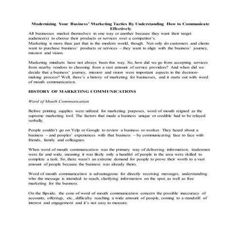 The history of marketing communications