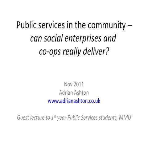 opportunities and threats for co-ops and social enterprises delivering public...