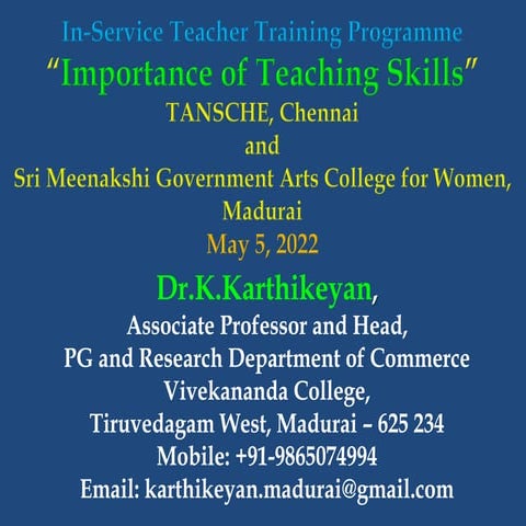 Importance of Teaching Skills 