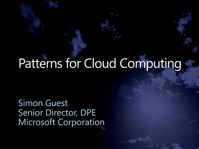 Patterns For Cloud Computing