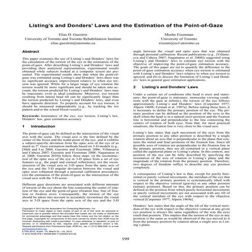 Guestrin Listings And Donders Laws And The Estimation Of The Point Of ...