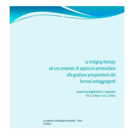 Gugliemotti le urgenze in ematologia 21 maggio 2011