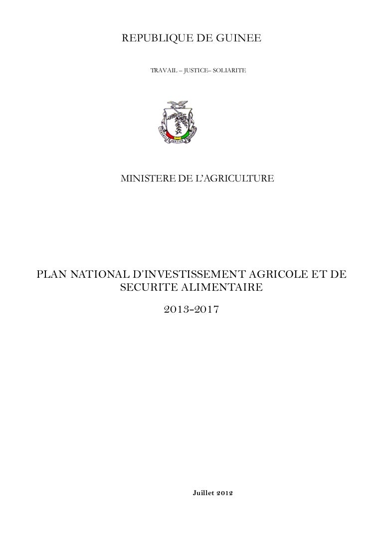 Plan National D'investissement Agricole Et De Sécurité Alimentaire (P…