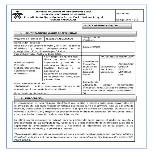 Guia de aprendizaje ofimatica | PDF