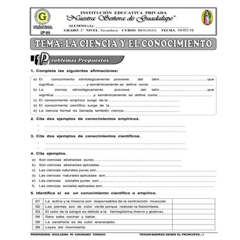 Guia 1 ciencia y conocimiento | PDF
