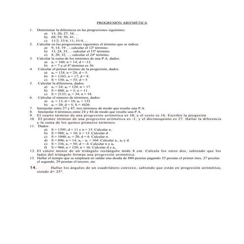 Guia 1 Progresión Aritmética | DOC