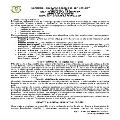 Guia 1 impactos de la tecnologia 10 academico