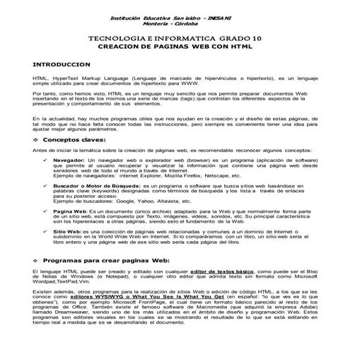 Guia 1 introduccion al html inesani 2016