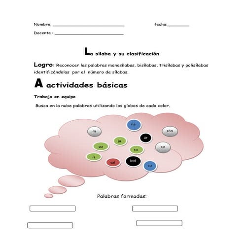 Guia 1 la sílaba y su clasificación