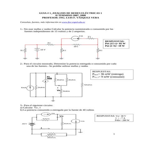 Ejercicios de redes electricas  de www.fiec.espol.edu.ec